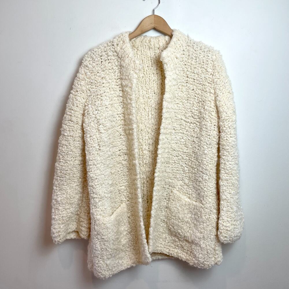 Vintage Chunky Knit Boucle Cardigan Sweater Jacket Minimalist Quiet Luxury Cozy